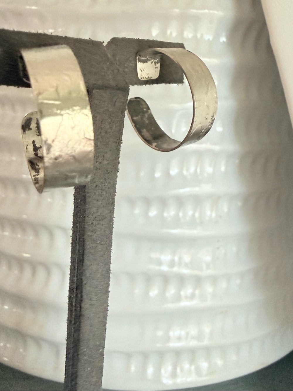 Handcrafted Artist made Silver Hoop Earrings